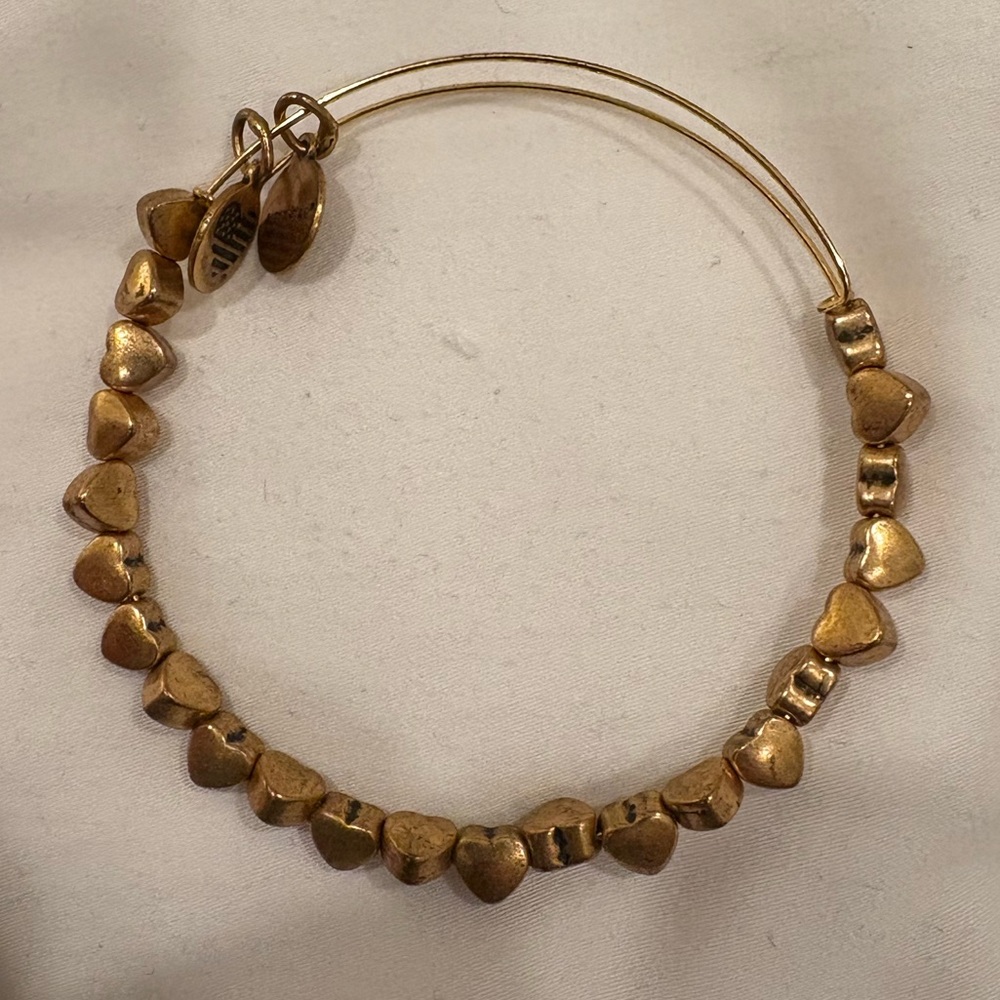 Alex and Ani Womens Heart Beaded Bangle Bracelet Rafaelian Gold